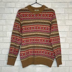 Kiel James Patrick Cozy Cabins Fair Isle Wool Blend Crew Neck Sweater XS